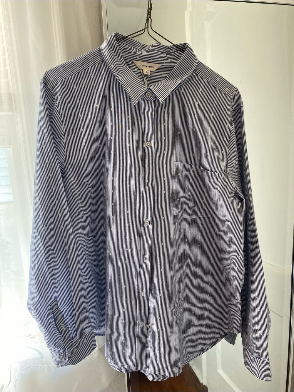 Lucky Brand Striped Blue Button-Down Ladies Shirt
